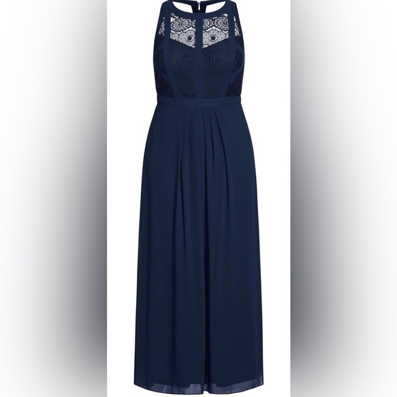 City Chic Paneled Bodice Maxi Dress French Navy - Picture 2 of 10